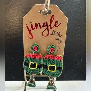 Beaded Christmas Dangle Earrings